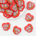Halloween Red Apple Silicone Focal Beads with Eyeball Design 20pcs