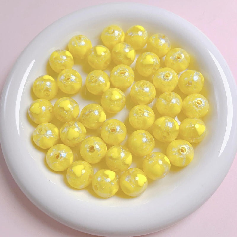 Candy Heart Acrylic Beads 16mm Glossy Colorful 10pcs 6