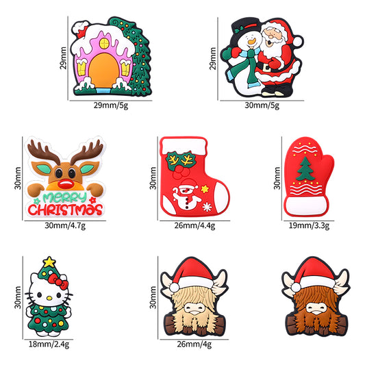 Silicone Focal Beads Christmas Tree House Kitty Merry Christmas 20pcs 2