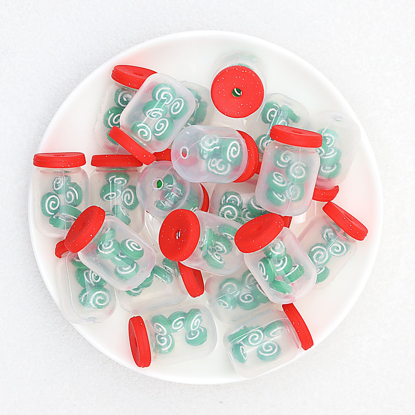 3D Christmas Glitter Bottle Silicone Focal Beads 20pcs 19