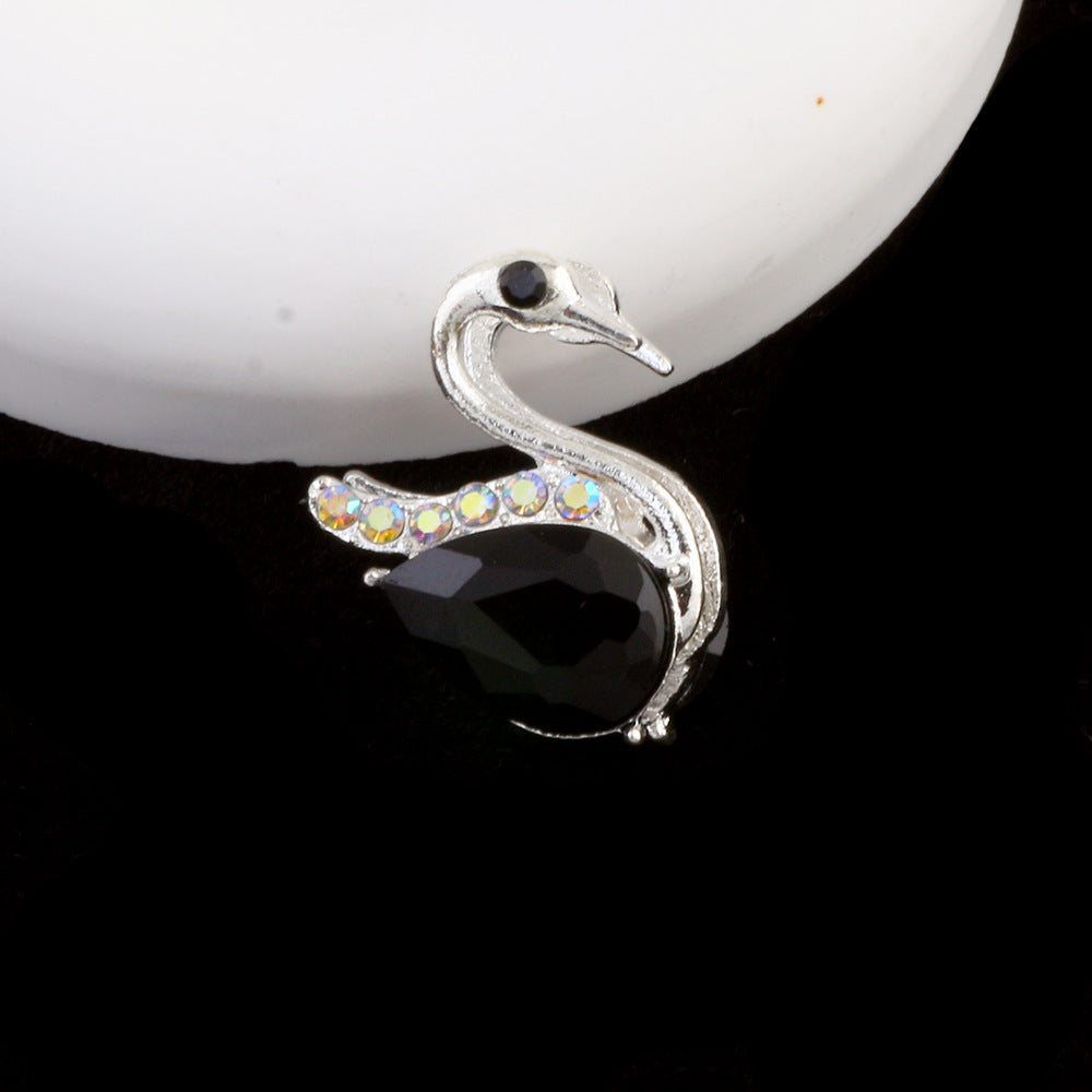 24mm Alloy Swan Crystal Rhinestone Beads 2pcs 12