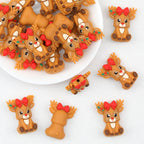 3D Christmas Red Bow Reindeer Silicone Focal Beads 20pcs