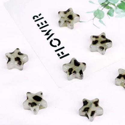 Leopard Pattern Heart Star Flower Resin Beads 15-19mm Glossy 10pcs 10