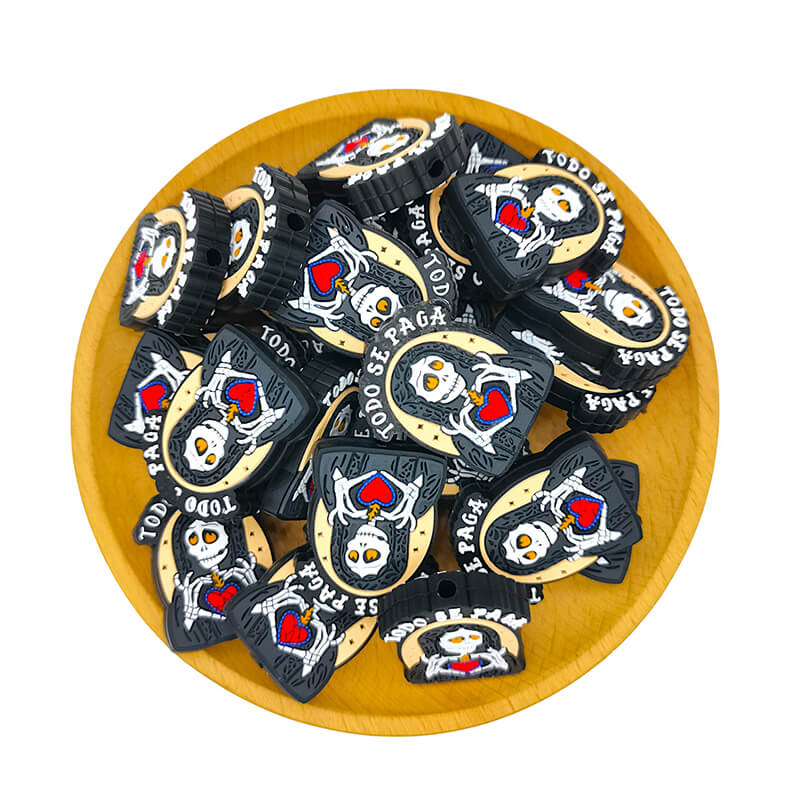 Silicone Focal Beads Skeleton Heart Holding Heart 20pcs 2