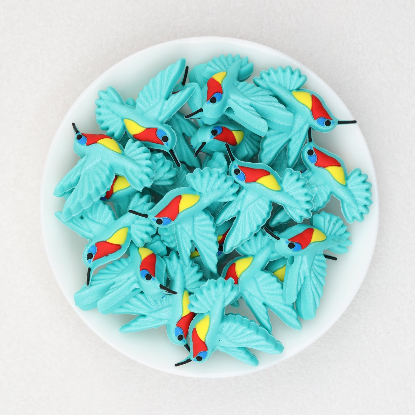 3D Colorful Hummingbird Silicone Focal Beads 20 pcs 2