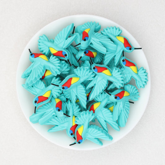 3D Colorful Hummingbird Silicone Focal Beads 20 pcs 2