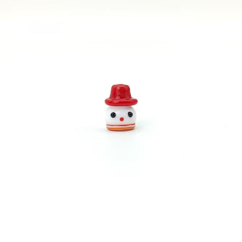 Lampwork Glass Beads Christmas Hat Snowman 15mm Hand Painted 4pcs 6