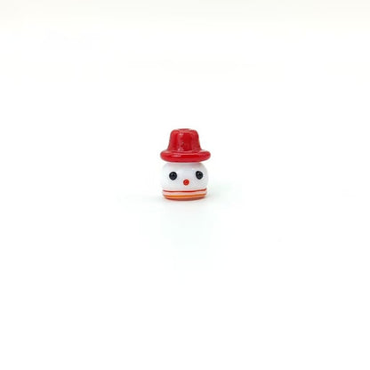 Lampwork Glass Beads Christmas Hat Snowman 15mm Hand Painted 4pcs 6