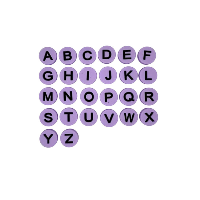 15mm Silicone Letter Beads Flat 7 Color Alphabet Mix A-Z 26pcs 2