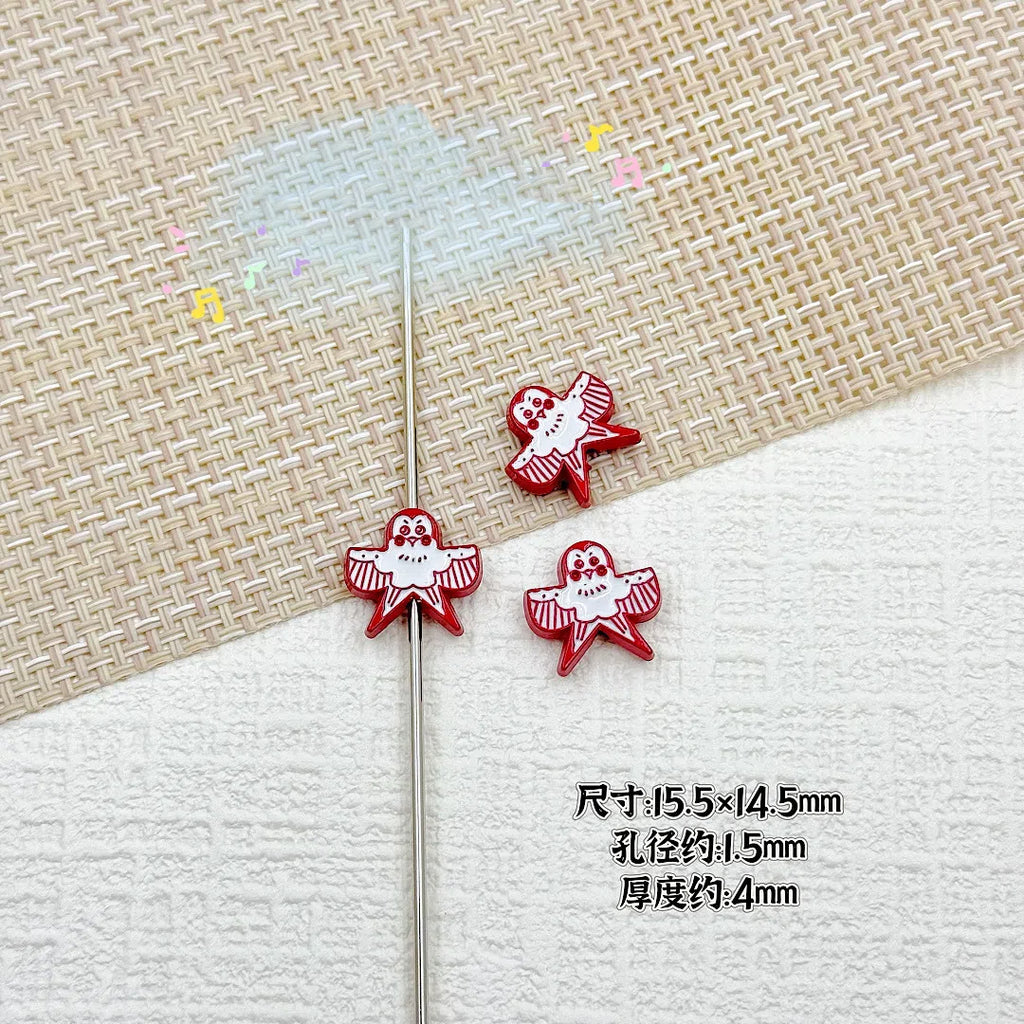 Baking Painted Poker Metal Beads 15mm Colorful Whimsical Design 10pcs 10