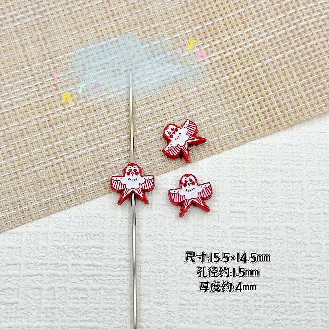 Baking Painted Poker Metal Beads 15mm Colorful Whimsical Design 10pcs 10