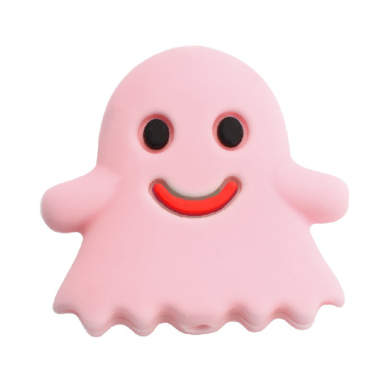 Silicone Focal Beads Halloween Ghost Pumpkin Bat Designs 10pcs 35