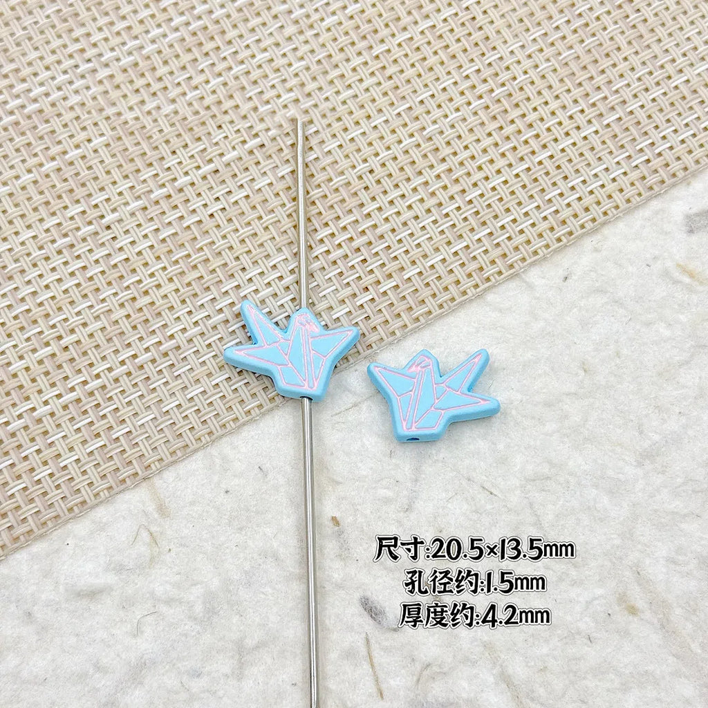 Folded Paper Crane Metal Beads 20mm Spray Painted Colorful Alloy 6