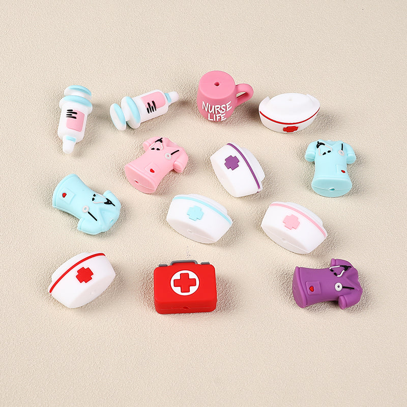 Silicone 3D Focal Beads Nurse Series Medical Kit Holding Syringe 20pcs 3