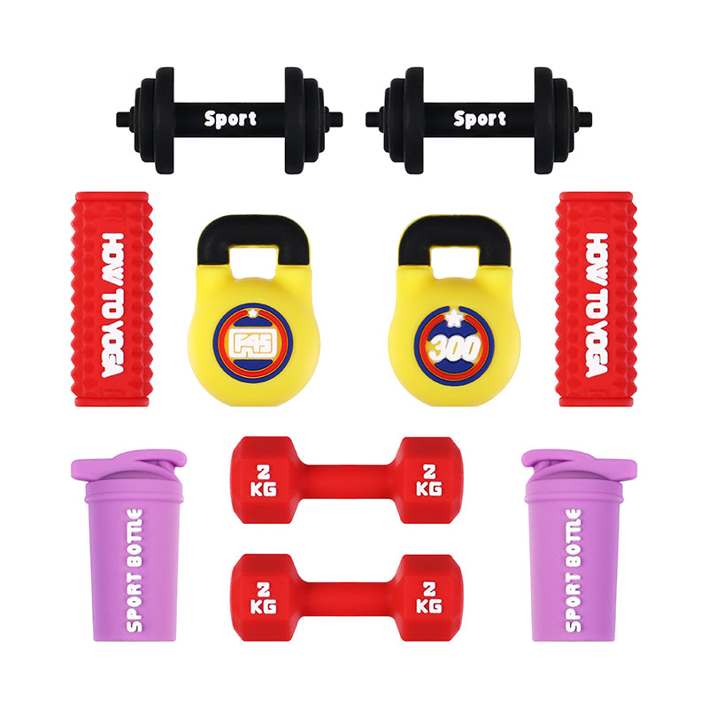 3D Sports Silicone Focal Beads Wholesale, Dumbbell Barbell Kettlebell Equipment Shapes