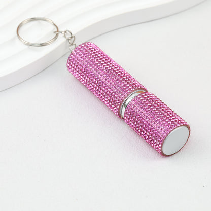 Rhinestone Perfume Spray Bottle Keychain Zinc Alloy 5ml Pink