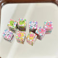 Plaid Animal Acrylic Square Beads 12mm Mixed Colors 10pcs