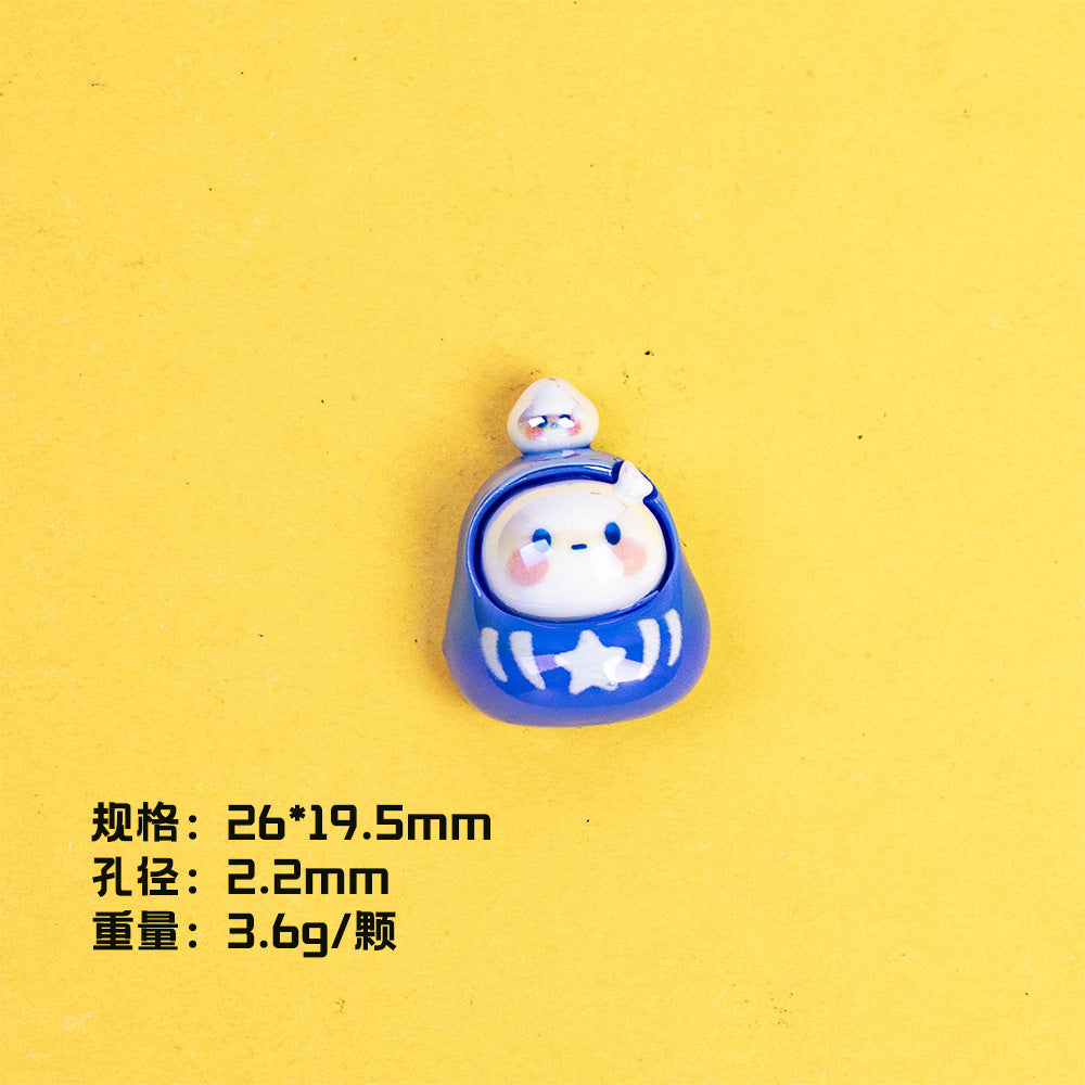 Plating POP BEAN Lucky Star Series Resin Beads Whimsical Characters 10pcs 12