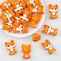 Orange Fox 3D Silicone Focal Beads Cute Animal Design 20pcs