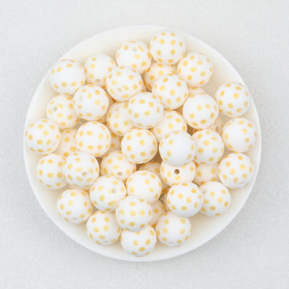 15mm Multicolor Patterned Printed Round Silicone Beads 50pcs 6