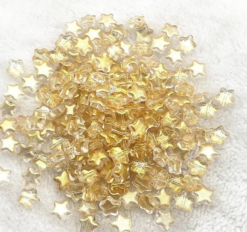 Pentagonal Star Glass Beads 8mm Transparent Pastel Colors 30pcs 21