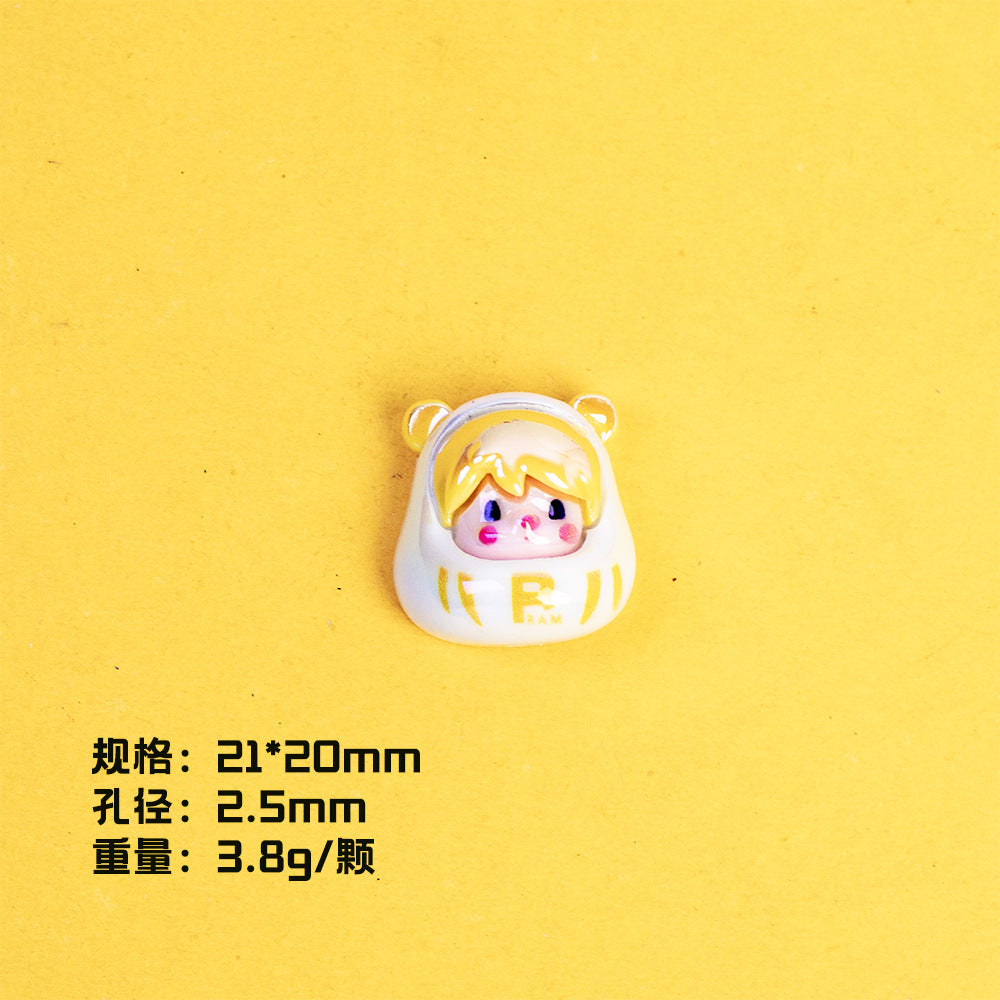 Plating POP BEAN Lucky Star Series Resin Beads Whimsical Characters 10pcs 6