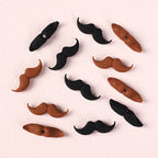 Silicone Focal Beads Beard Handlebar Mustache Textured Curved 20pcs 15