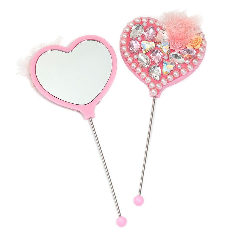 Beadable Heart Shape Handheld Makeup Mirror 29