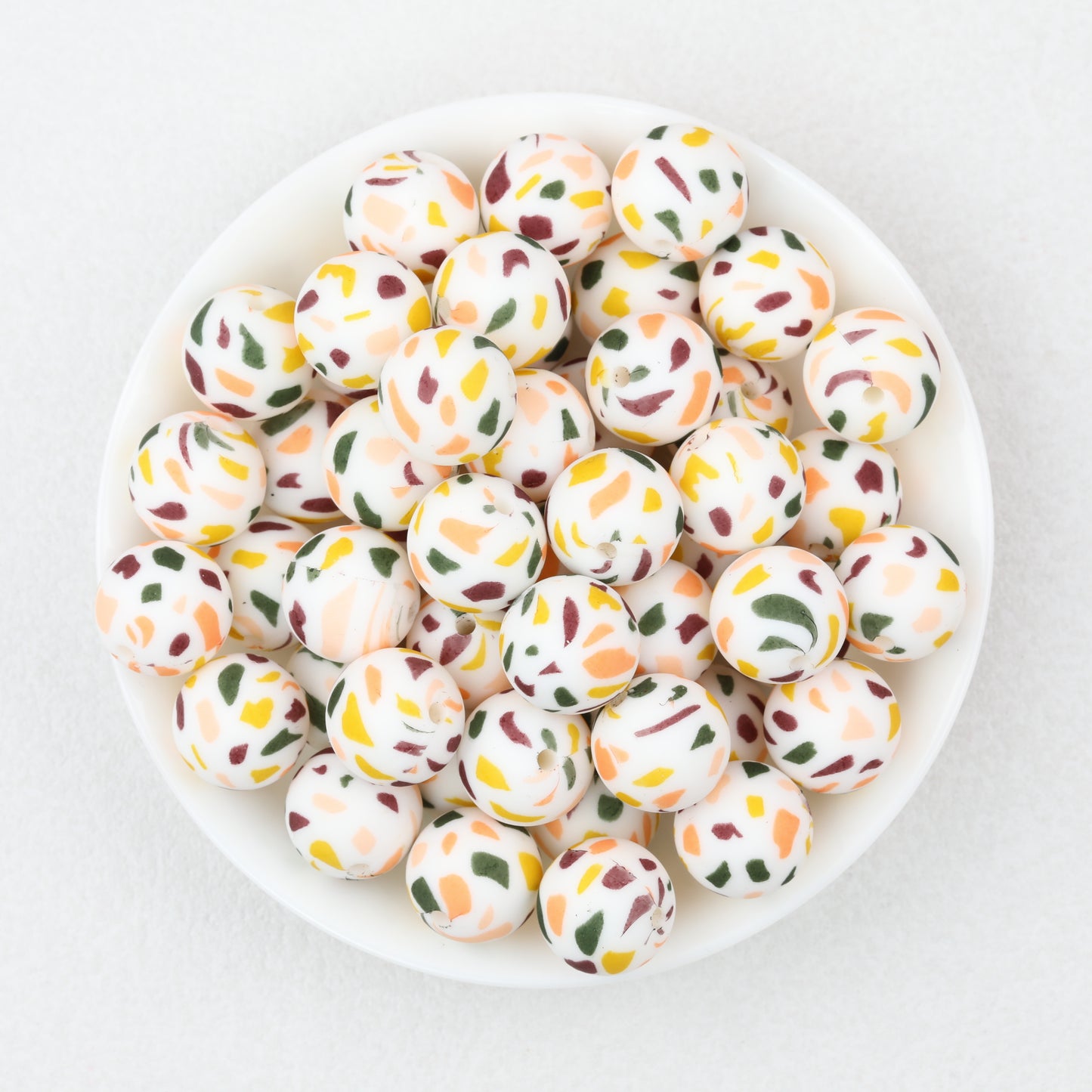 Colorful Pattern 15mm Silicone Round Beads 50pcs 2