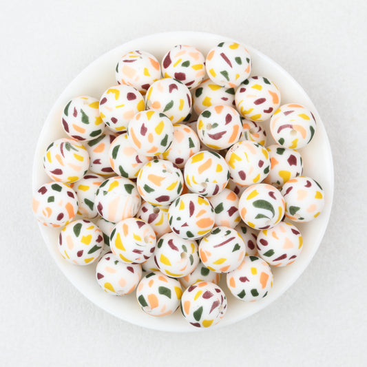 Colorful Pattern 15mm Silicone Round Beads 50pcs 2