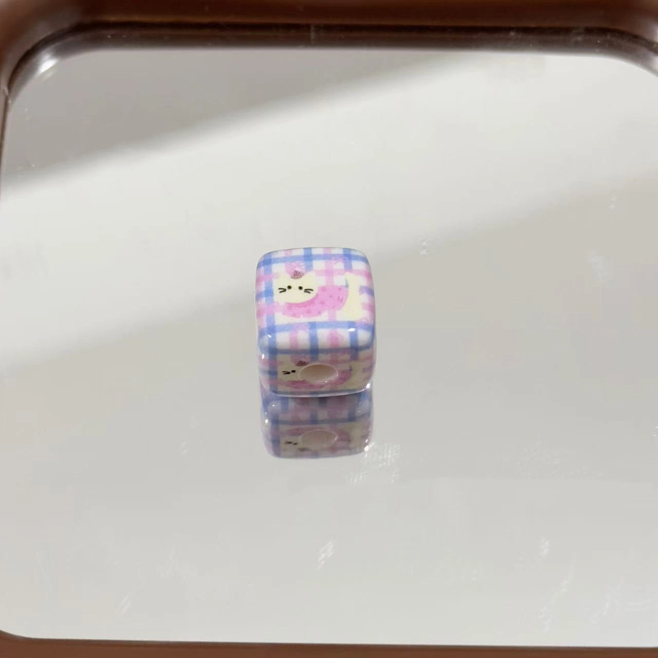 Spring Blue Pink Puppy Square Acrylic Beads 14mm 10pcs 6