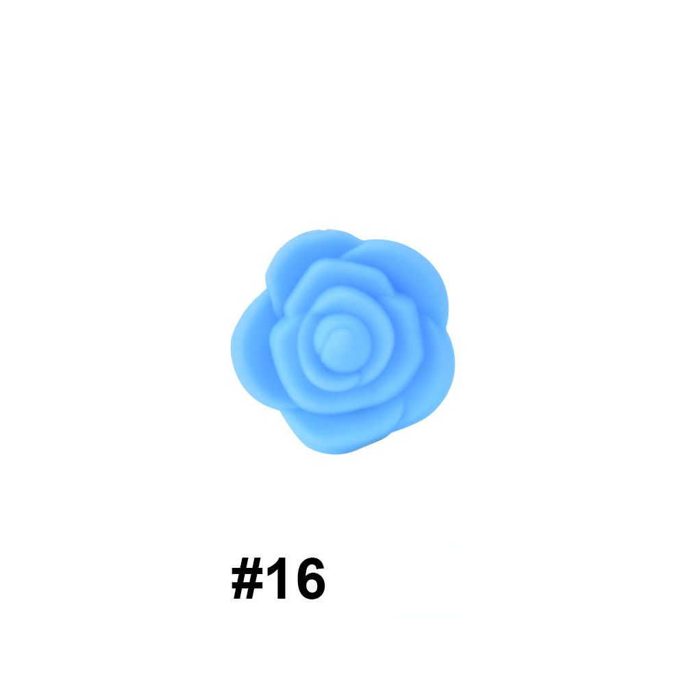Double-Sided Flower Silicone Beads Multi Color Solid 50pcs 15