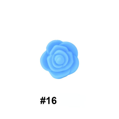Double-Sided Flower Silicone Beads Multi Color Solid 50pcs 15
