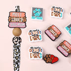 Silicone Focal Beads Dog Mom Leopard Print Paw Patterns 1 pcs 3