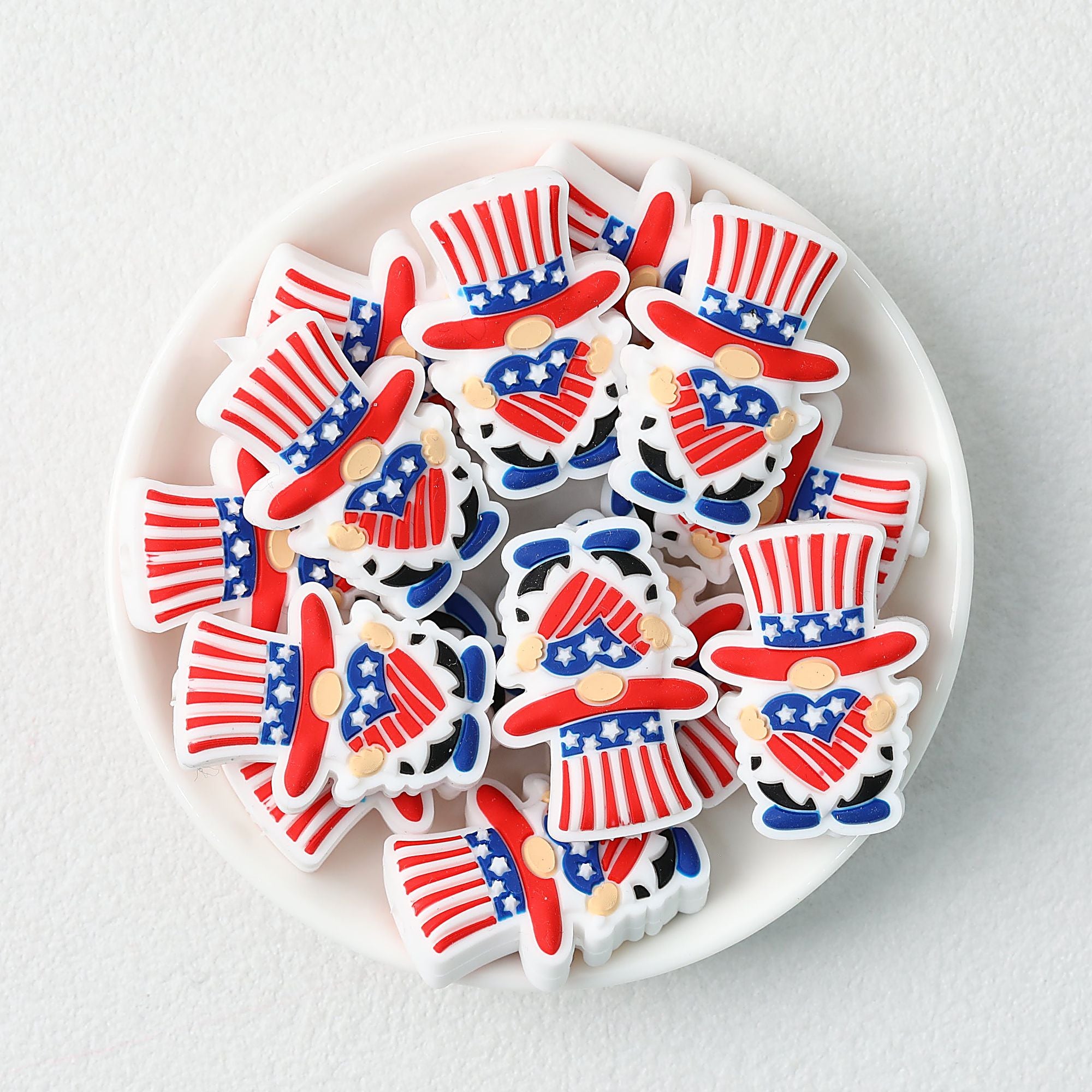 USA Independence Day Gnome Silicone Focal Beads 20pcs