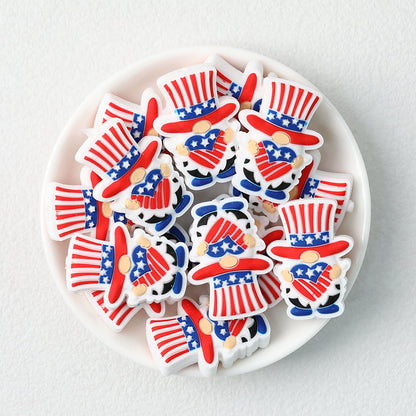 USA Independence Day Gnome Silicone Focal Beads 20pcs
