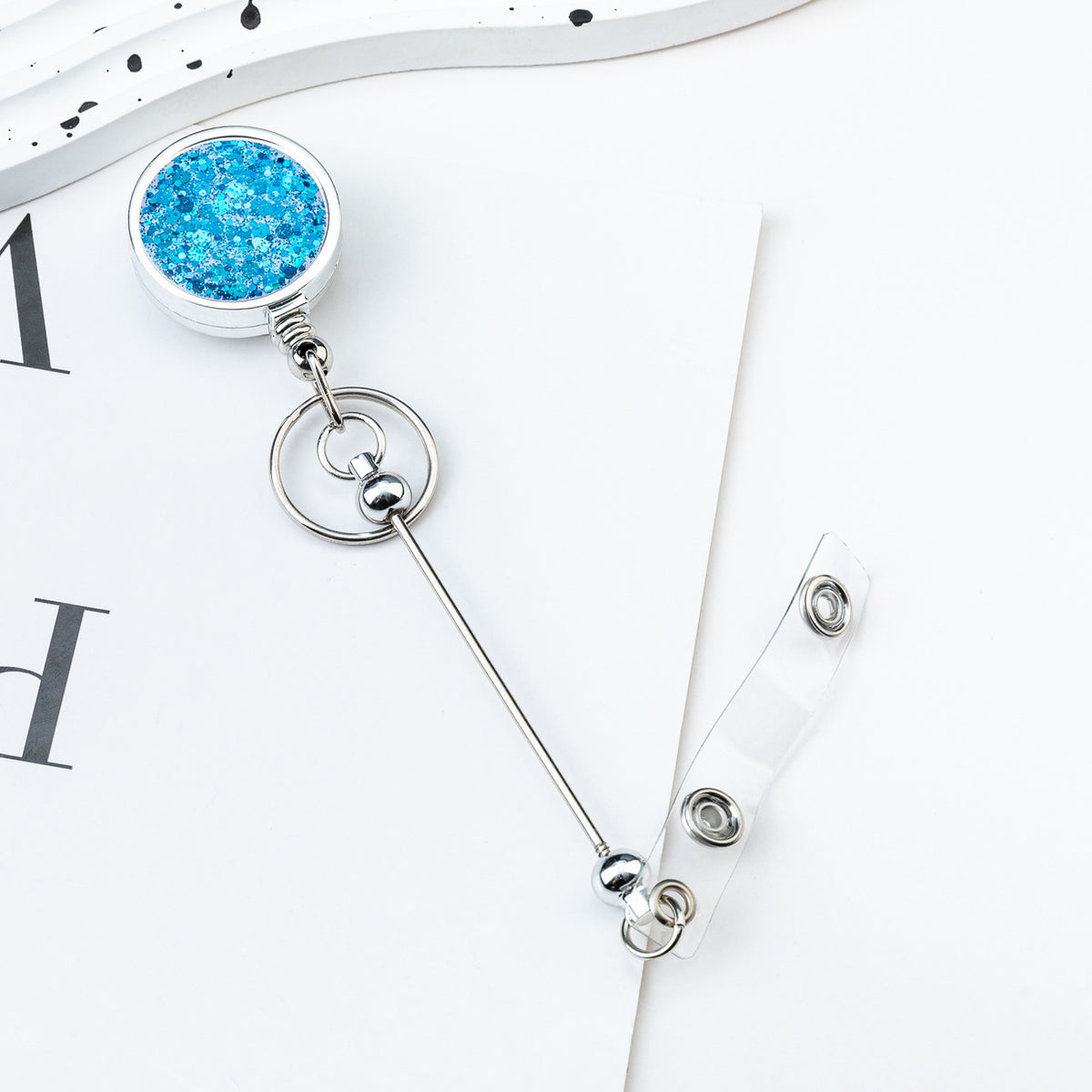 Beadable Badge Bar Reels With Glitter
