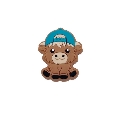 Silicone Focal Beads Highland Cow Boy Girl With Bow And Cap 20pcs 10
