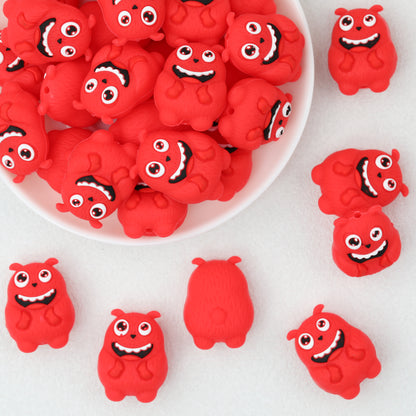 Red 3D Monster Silicone Focal Beads 20pcs