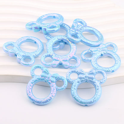 Deep UV Color Plated Solid Color Mickey Ring Head Acrylic Beads 2pcs 7