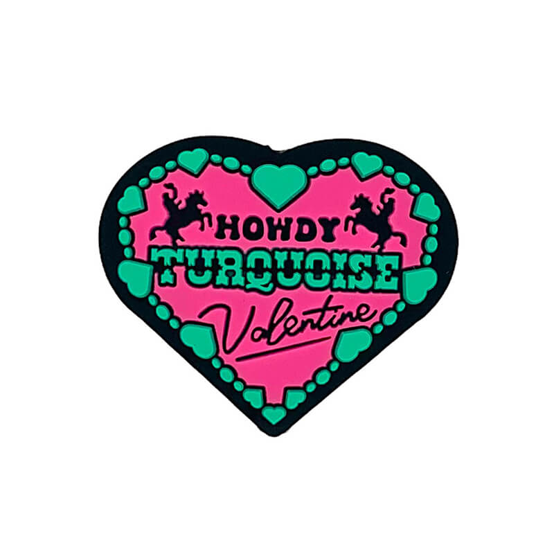 Silicone Focal Beads Western Valentine Heart with Printed Text Howdy