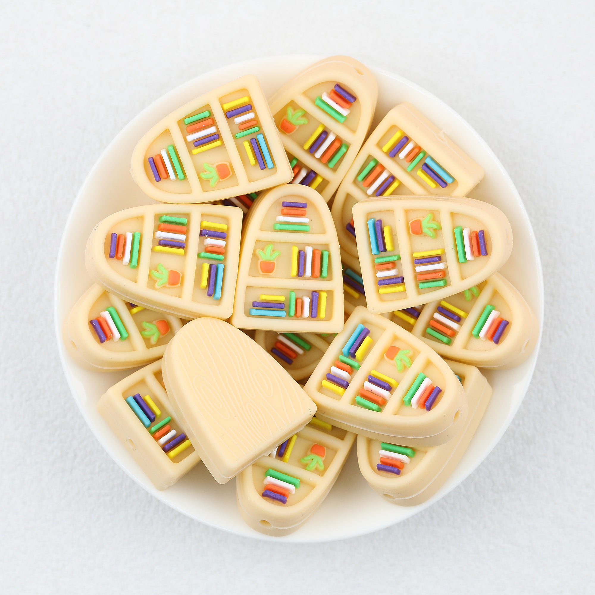 3D Bookshelf Silicone Focal Beads 20Pcs  3