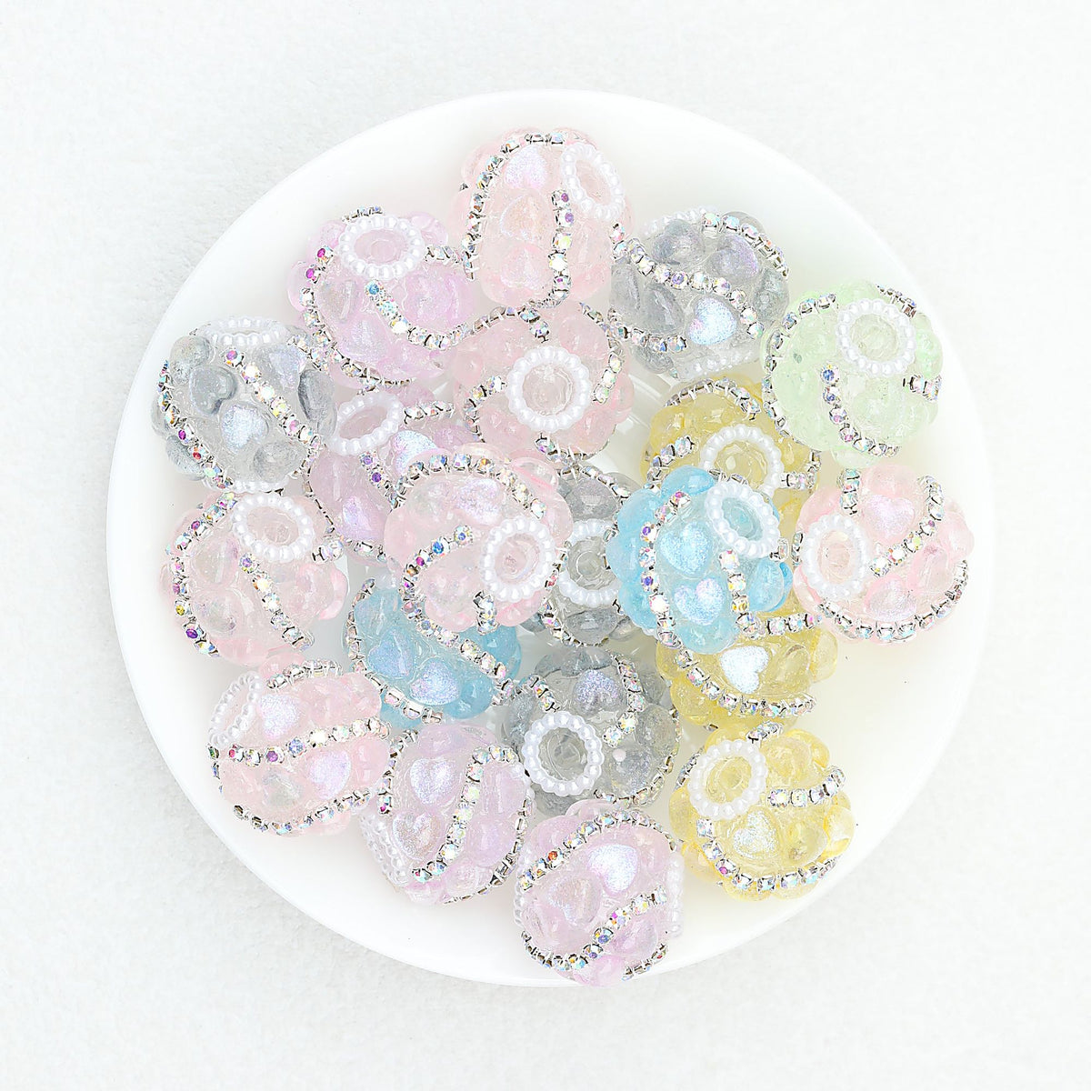 Shimmer Heart Strip Enlaced Acrylic Beads 20mm 10pcs - Random Color