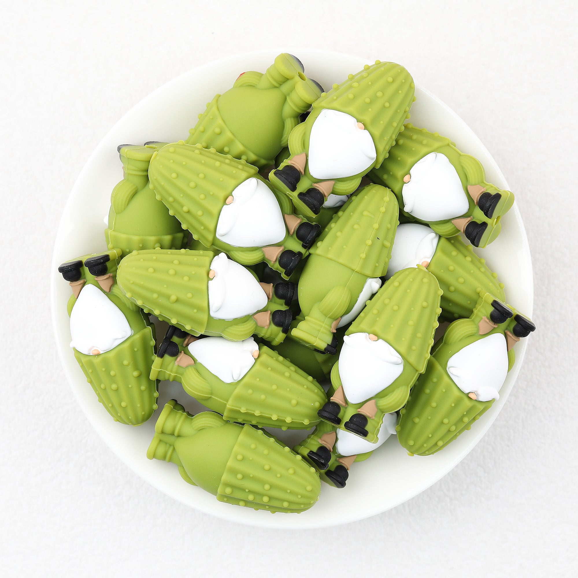 3D Green Cucumber Dwarf Silicone Focal Beads  20Pcs  2