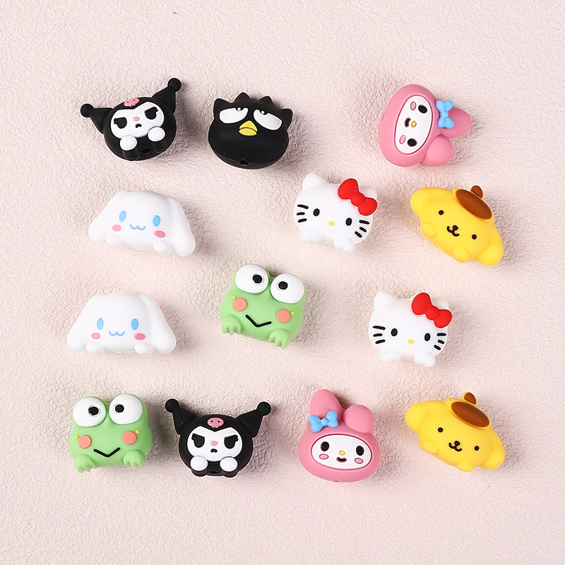 Silicone 3D Focal Beads Sanrio Avatar Smiling Faces Mixed Set 20pcs 4