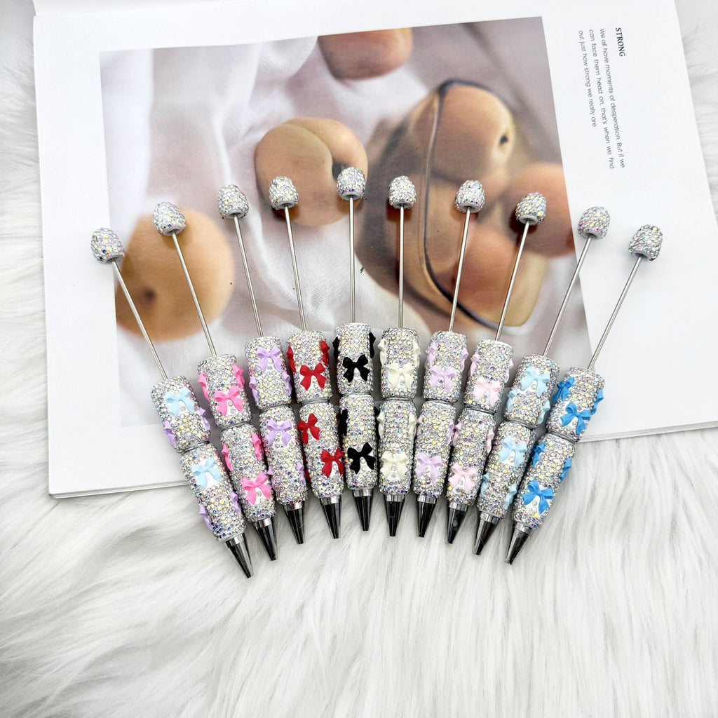 Beadable Pen with Rhinestone Bow Decoration 3