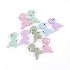 Silicone Focal Beads Dinosaur Side Profile 10pcs 2