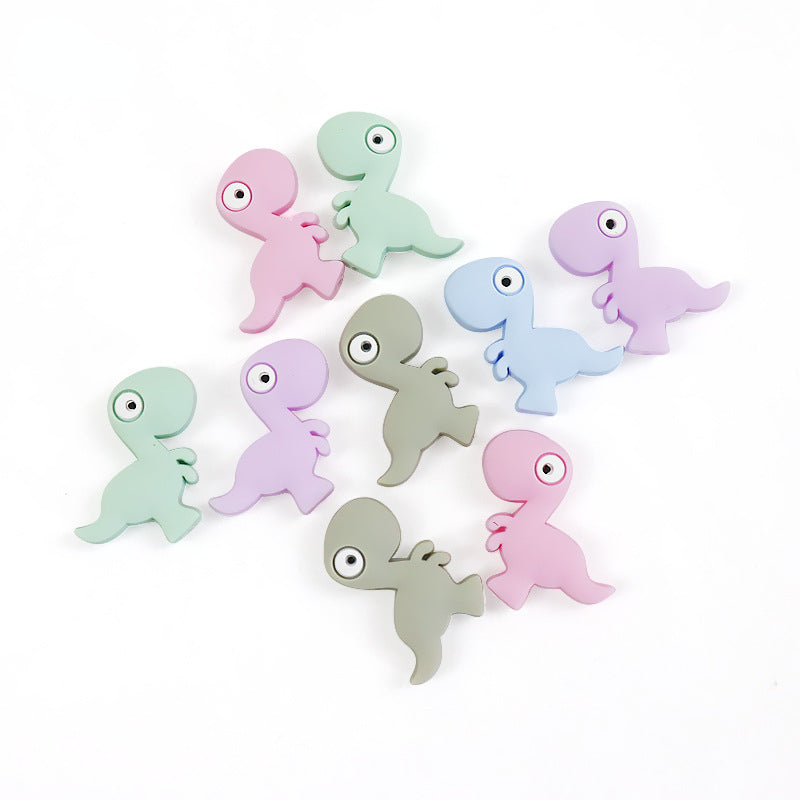 Silicone Focal Beads Dinosaur Side Profile 10pcs 2