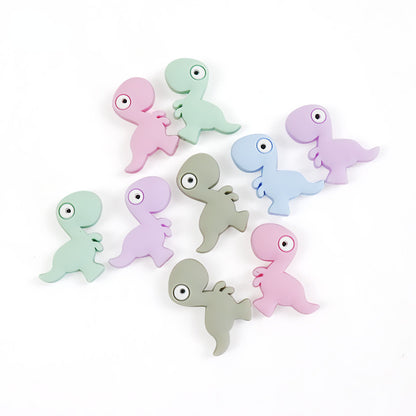 Silicone Focal Beads Dinosaur Side Profile 10pcs 2