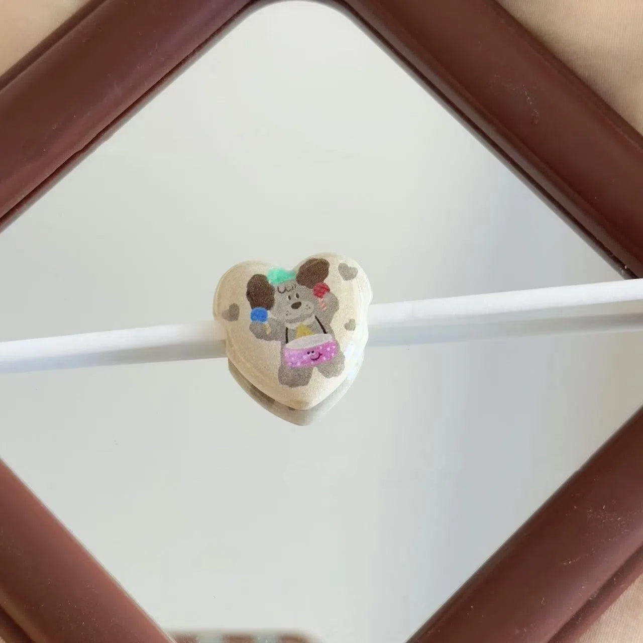 Cartoon Zoo Series Heart Acrylic Beads 25mm Pastel Colors 10pcs 3